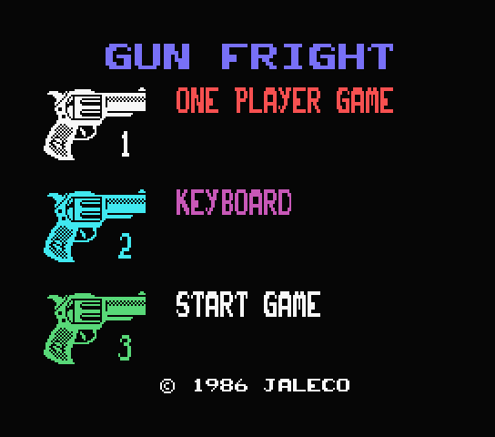 Gun Fright title screen for MSX